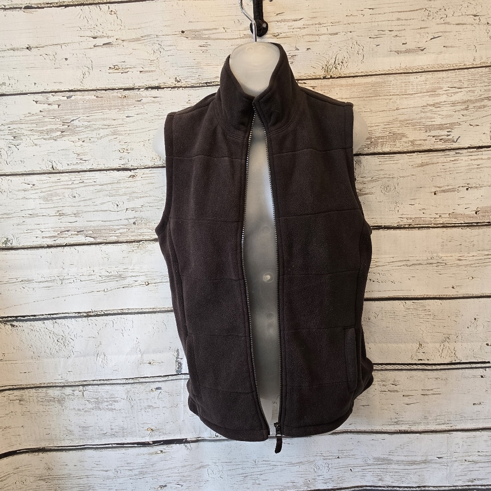 Lands' End Brown Fleece Quilted Vest XS